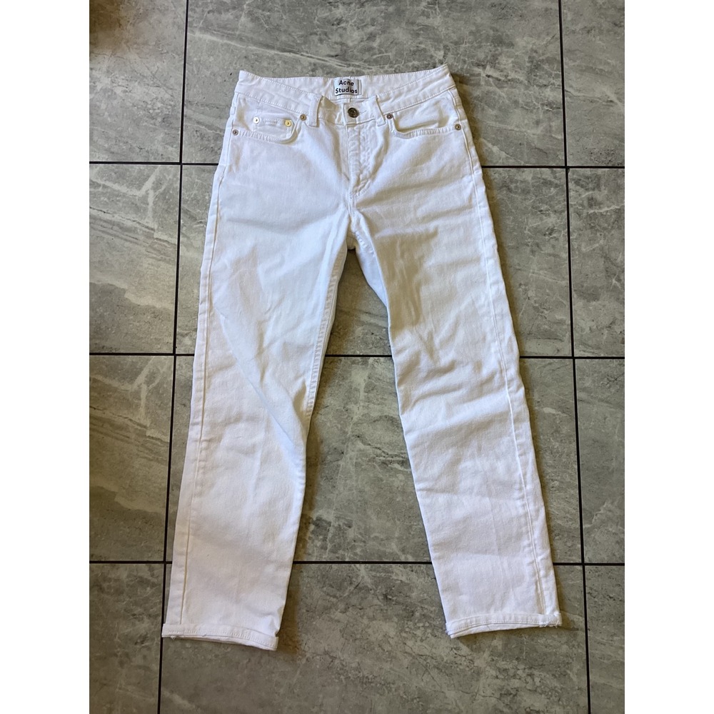 Acne Studios Row White Straight Leg High Rise Jeans Size 24/32 Made in Italy